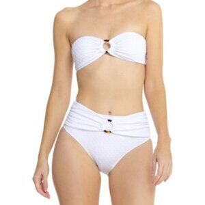 Cabana Del Sol Women's White Textured Belted Bikini Set Size Large Beachy